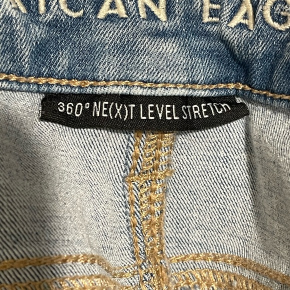 American Eagle Blue Distressed Super High Rise Jegging Jeans Next Level Stretch - Picture 6 of 7
